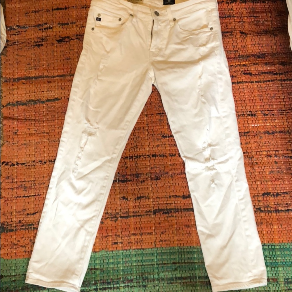 AG ripped white jeans